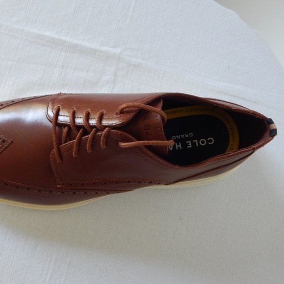NEW Men's Cole Haan Grand Plus Wingtip Dress Oxford British Tan C36939 Shoes - Picture 6 of 7